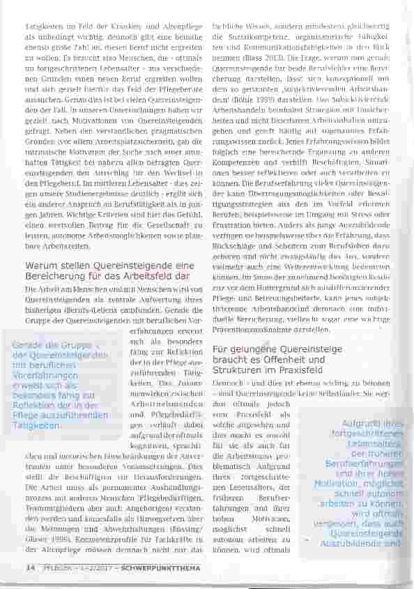Vorschauseite 3: QUEREINSTIEG IN DEN PFLEGEBERUF