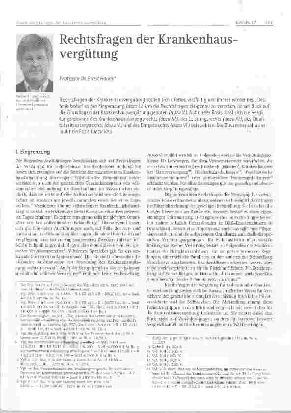 Vorschauseite 1: Rechtsfragen der Krankenhausvergütung