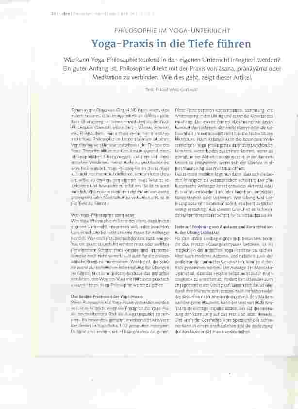 Vorschauseite 1: PHILOSOPHIE IM YOGA-UNTERRICHT Yoga-Praxis in die Tiefe führen