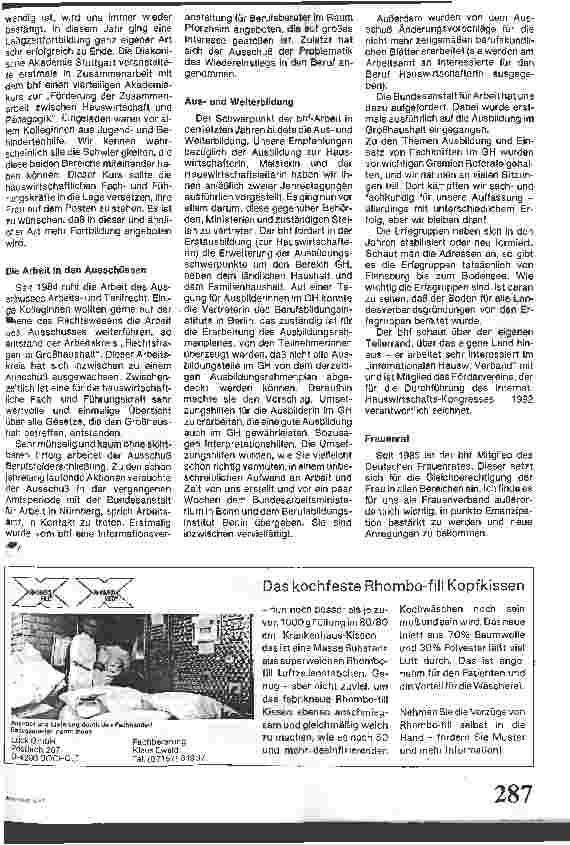Vorschauseite 2: Weitgespannte Aktivitäten des Berufsverbandes hauswirtschaftlicher Fachund Führungskräfte
