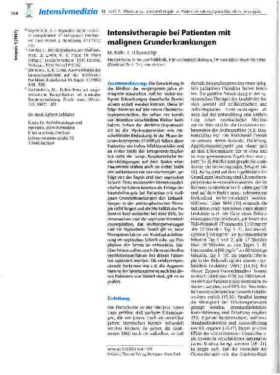 Vorschauseite 1: Intensivtherapie bei Patienten mit malignen Grunderkrankungen