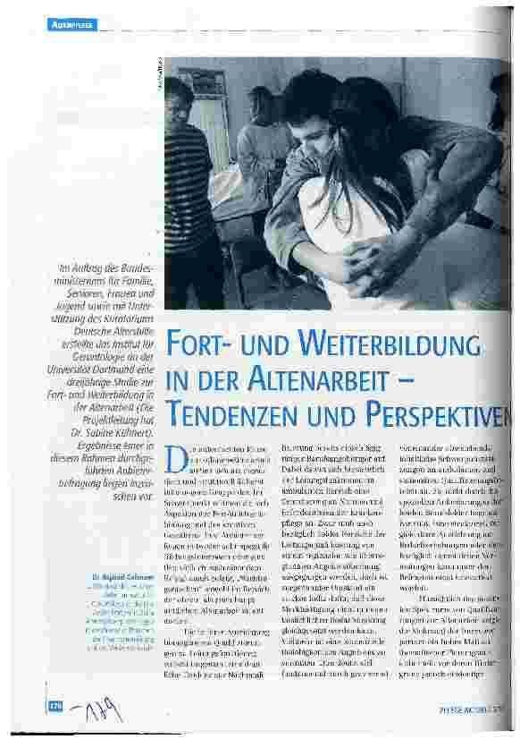 Vorschauseite 1: Fortund Weiterbildung in der Altenarbeit - Tendenzen und Perspektiven