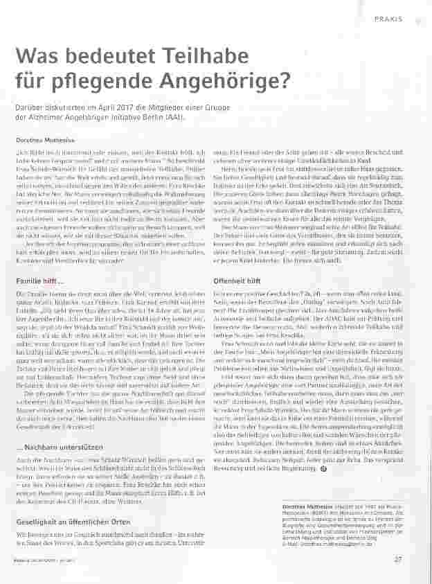 Vorschauseite 1: Was bedeutet Teilhabe für pflegende Angehörige?