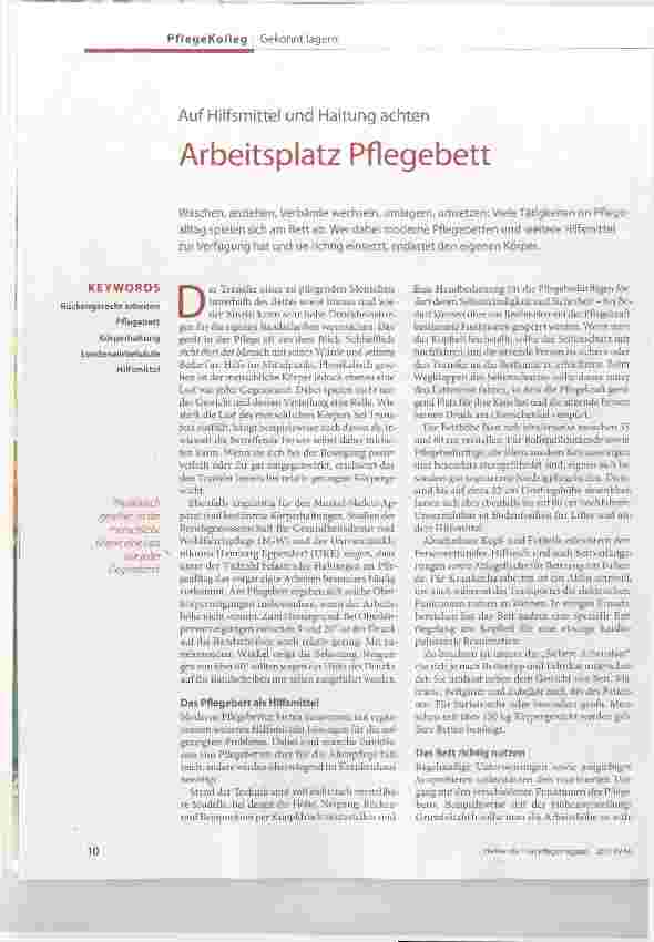 Vorschauseite 1: Arbeitsplatz Pflegebett
