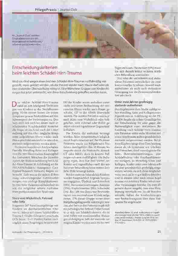 Vorschauseite 1: Entscheidungskriterienbeim leichten Schädel-Hirn-Trauma