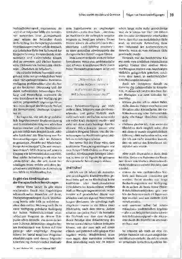 Vorschauseite 2: Und wenn es doch gut ausgeht?Wie Patientenverfügungen medizinische Verläufe beeinflussen
