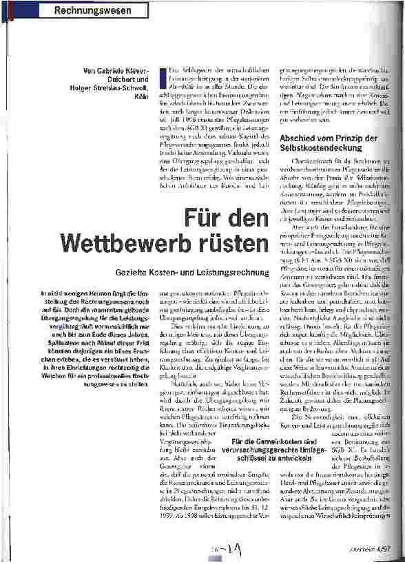 Vorschauseite 1: Für den Wettbewerb rüsten Gezielte Kostenund Leistungsrechnung