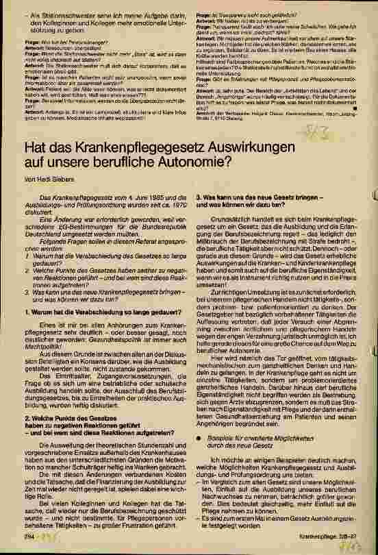 Vorschauseite 1: Hat das Krankenpflegegesetz Auswirkungen auf unsere berufliche Autonomie