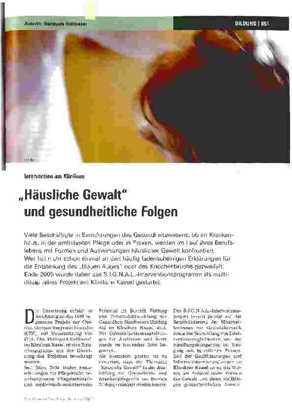 Vorschauseite 1: Häusliche Gewalt und gesundheitliche Folgen