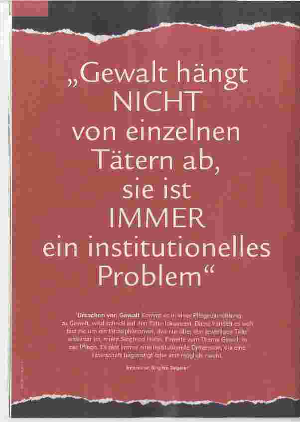Vorschauseite 1: „Gewalt hängt NICHT von einzelnen Tätern ab, sie ist IMMER ein institutionellesProblem“