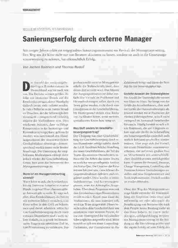 Vorschauseite 1: Sanierungserfolg durch externe Manager