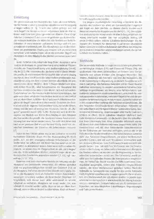 Vorschauseite 2: Was bedeutet es, das eigene Sterben zu »akzeptieren*? Ergebnisse aus einer qualitativen Studie mit 62 Palliativpatientinnen und -patienten
