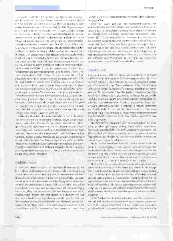Vorschauseite 3: Was bedeutet es, das eigene Sterben zu »akzeptieren*? Ergebnisse aus einer qualitativen Studie mit 62 Palliativpatientinnen und -patienten