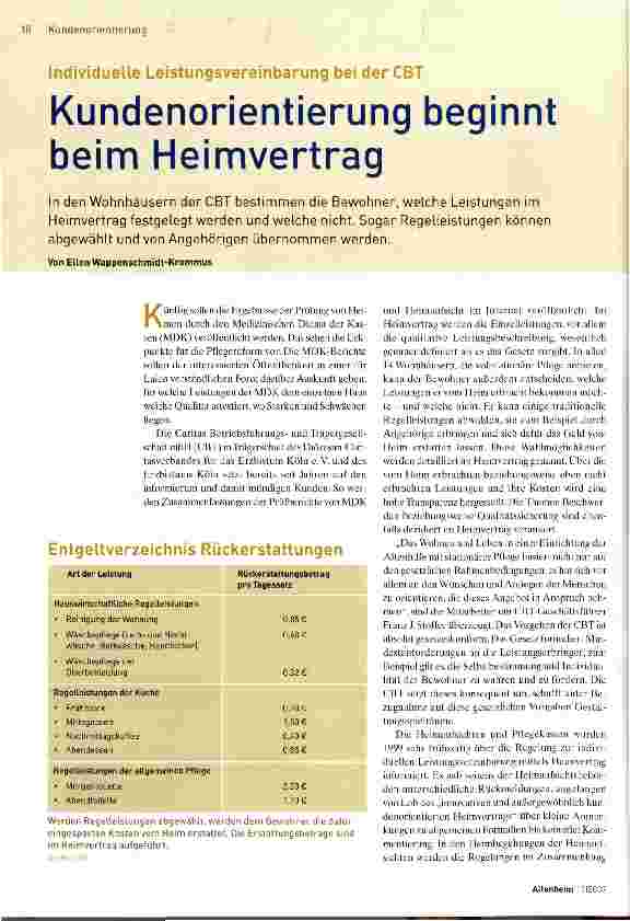 Vorschauseite 1: Kundenorientierung beginnt beim Heimvertrag