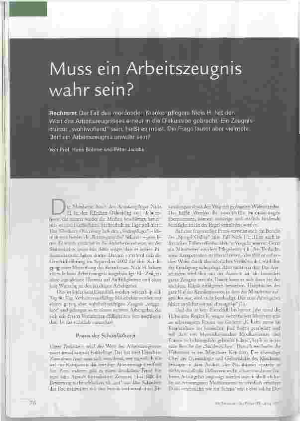 Vorschauseite 1: Muss ein Arbeitszeugnis wahr sein?