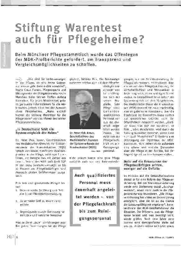 Vorschauseite 1: Stiftung Warentest auch für Pflegeheime?