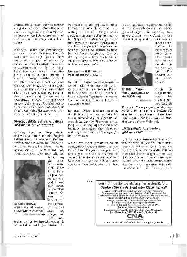 Vorschauseite 2: Stiftung Warentest auch für Pflegeheime?