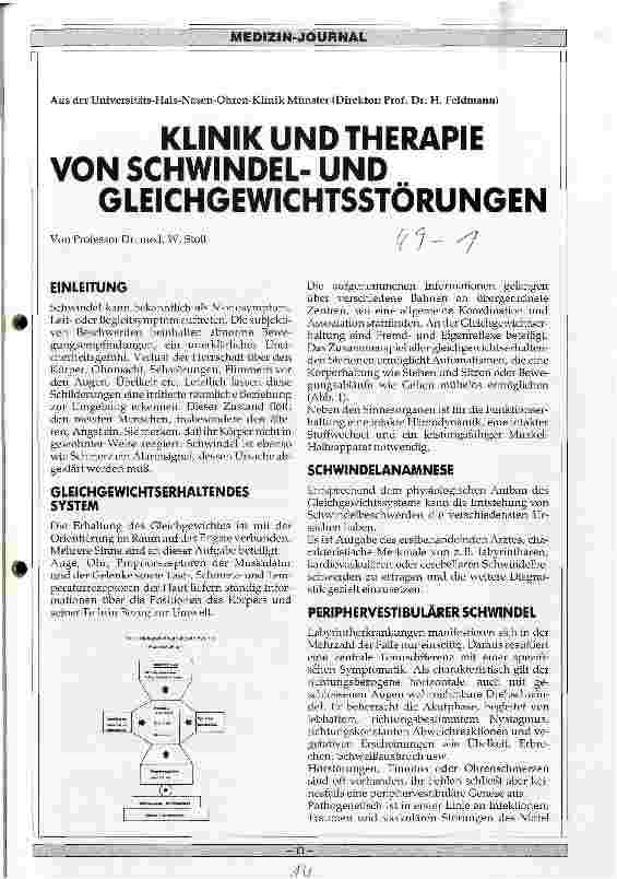 Vorschauseite 1: Klinik und Therapie von Schwindelund Gleichgewichtsstörungen