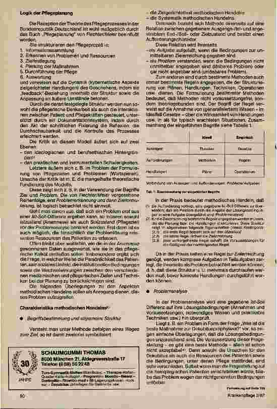 Vorschauseite 2: Aspekte methodischen Handelns in der Krankenpflege/Ergänzende Überlegungen zur Pflegeplanung am Beispiel der Dekubitusprophylaxe