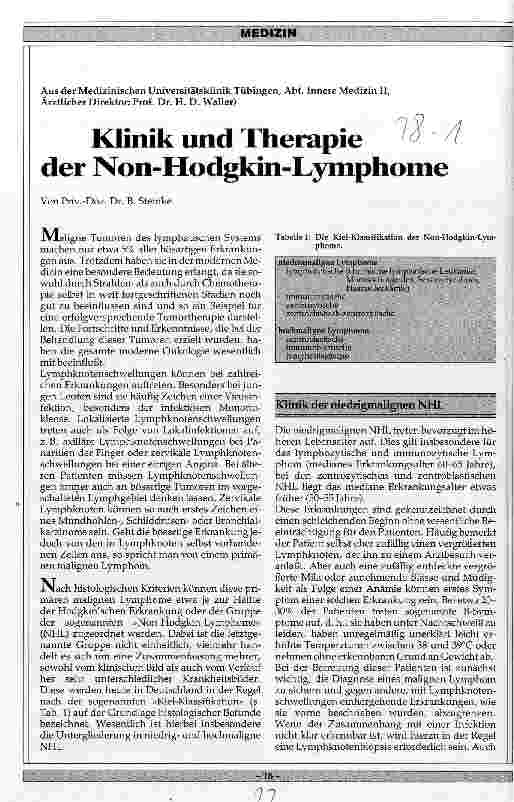 Vorschauseite 1: Klinik und Therapie der Non-Hodgkin-Lymphome