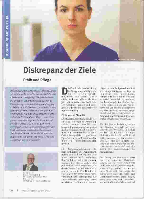 Vorschauseite 1: Diskrepanz der Ziele Ethik und Pflege
