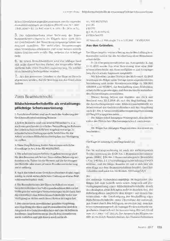 Vorschauseite 1: Bildschirmarbeitsbrille als erstattungspflichtige Schutzausrüstung