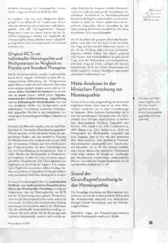 Vorschauseite 2: Der aktuelle Stand der Forschung zur Homöopathie Eine Zusannmenfassung