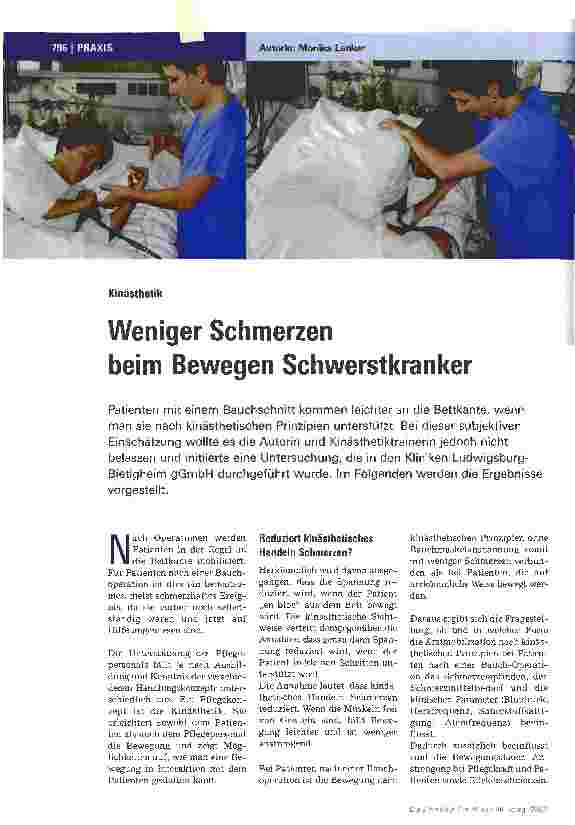 Vorschauseite 1: Weniger Schmerzen beim Bewegen Schwerstkranker