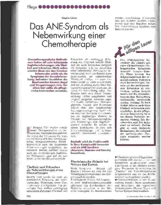 Vorschauseite 1: Das ANE-Syndrom als Nebenwirkung einer Chemotherapie