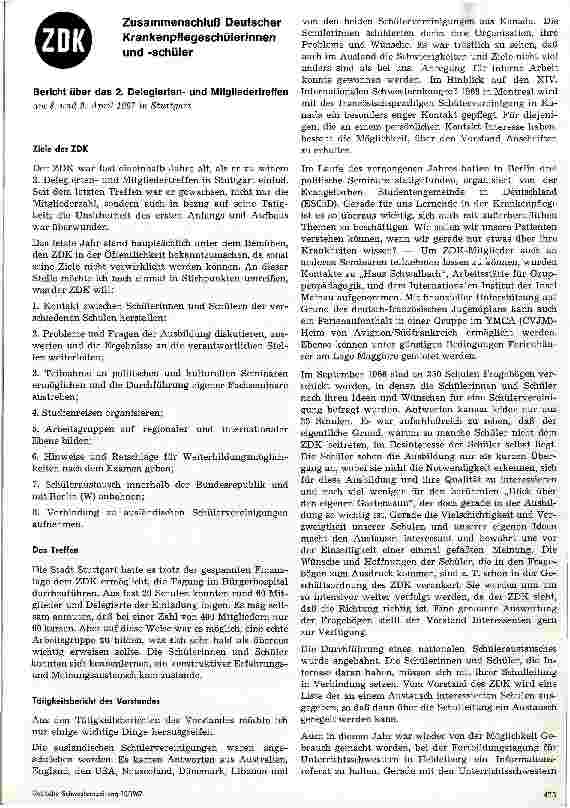 Vorschauseite 1: Bericht über das 2. Delegiertenund Mitgliedertreffen am 8. -9. April 1967 in Stuttgart - ZDK