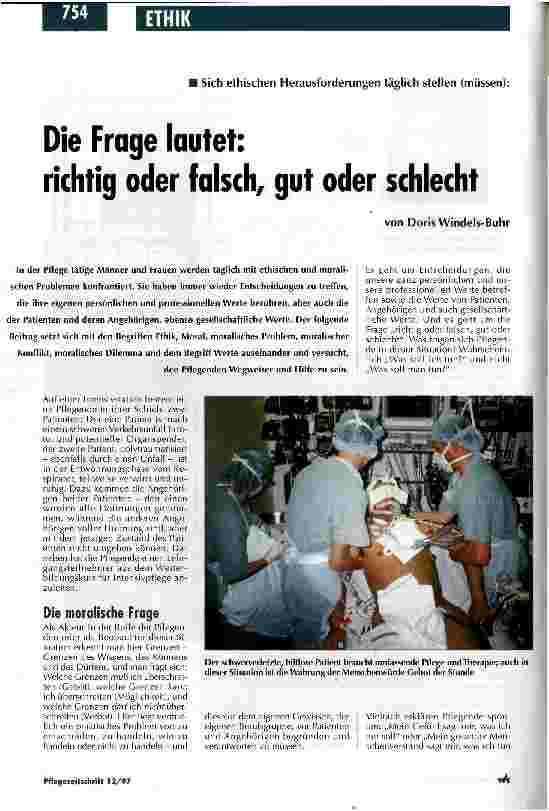 Vorschauseite 1: Sich ethischen Herausforderungen täglich stellen (müssen): Die Frage lautet: richtig oder falsch, gut oder schlecht