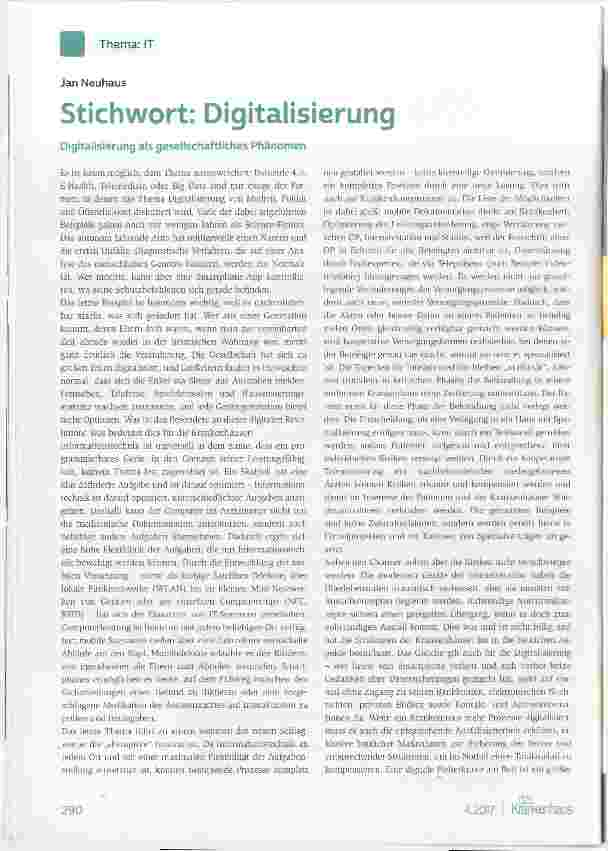 Vorschauseite 1: Stichwort: Digitalisierung
