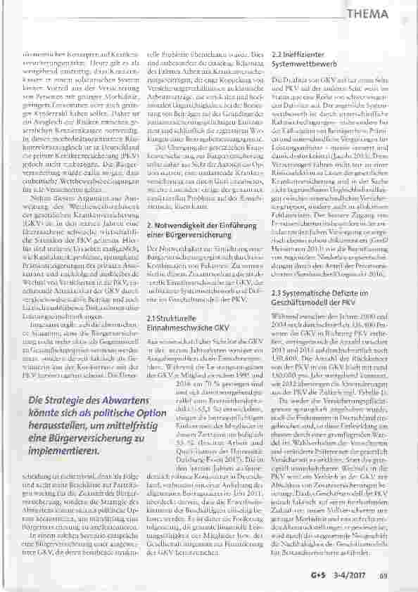 Vorschauseite 2: Die Einführung einer Bürgerversicherung