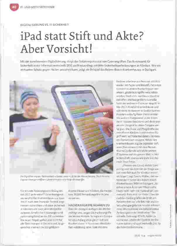 Vorschauseite 1: iPad statt Stift und Akte? Aber Vorsicht!