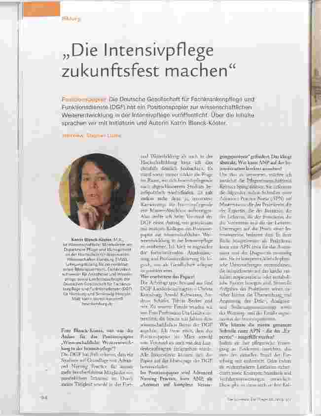 Vorschauseite 1: Die Intensivpflege zukunftsfest machen