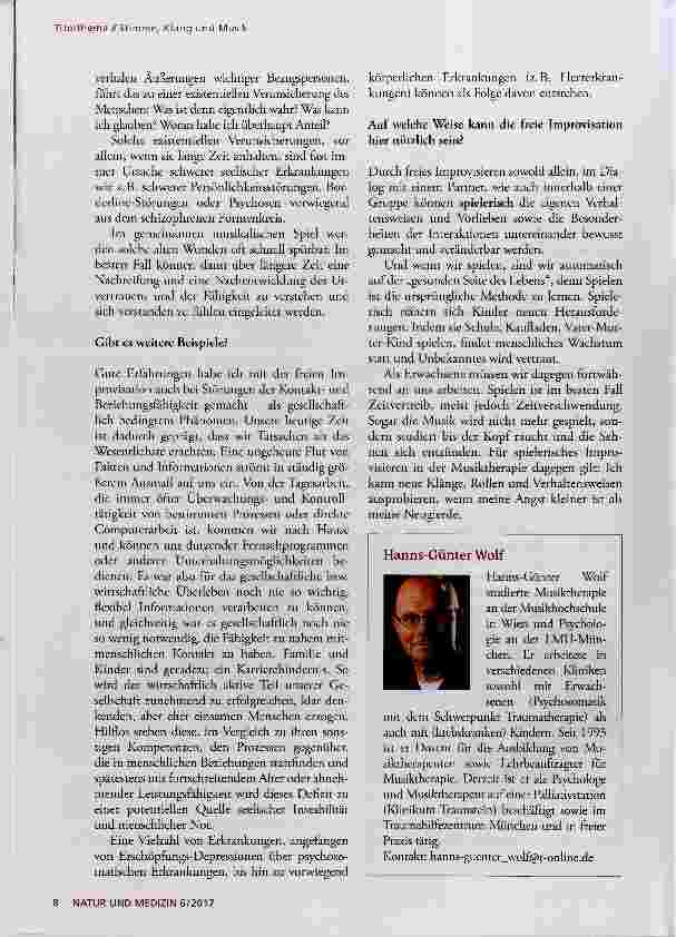 Vorschauseite 3: Freie musikalische Improvisation zur Heilung ein Gespräch mit Hanns-Günter Wolf