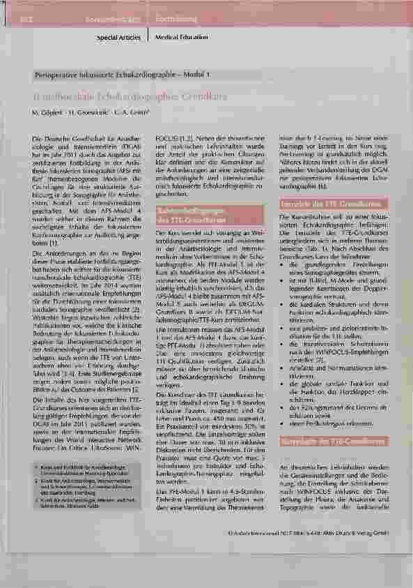 Vorschauseite 1: Perioperative fokussierte Echokardiographie Modul 1 Transthorakale Echokardiographie: Grundkurs
