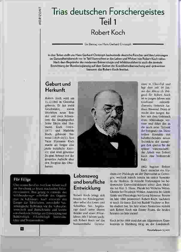 Vorschauseite 1: Trias deutschen Forschergeistes Teil 1 Robert Koch