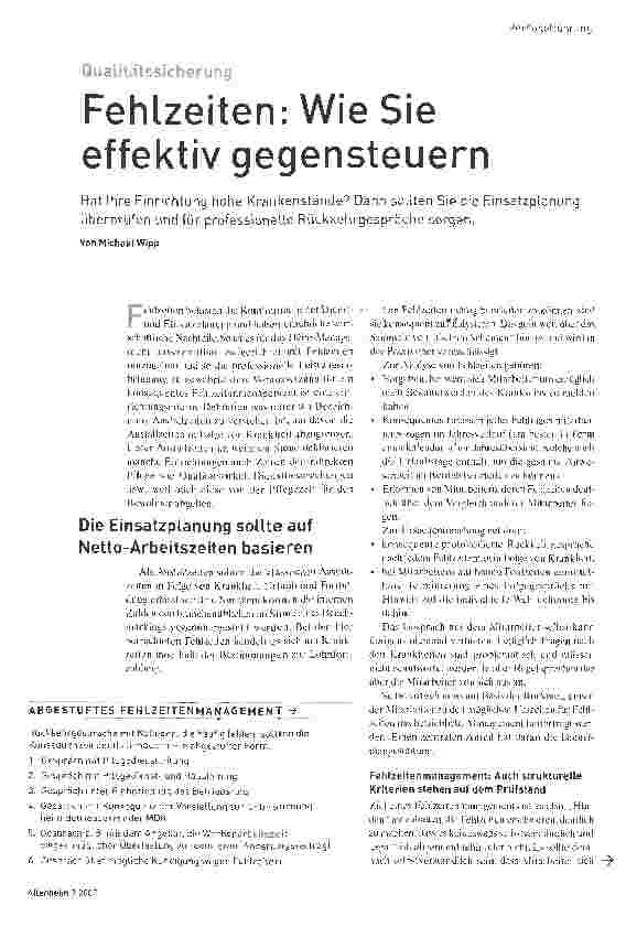 Vorschauseite 1: Fehlzeiten: Wie Sie effektiv gegensteuern