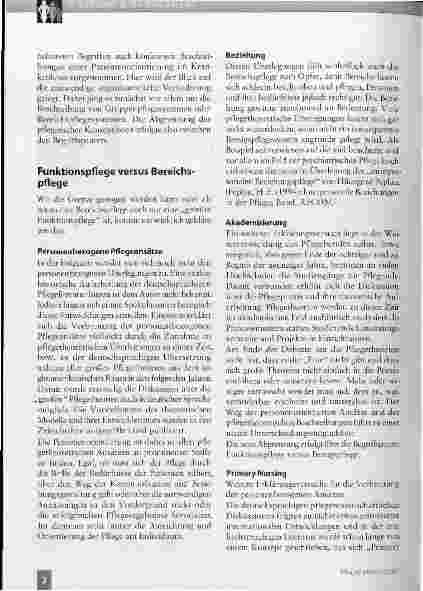 Vorschauseite 2: Bezugspflege im Krankenhaus - oder wie gut funktioniert eine Illusion?
