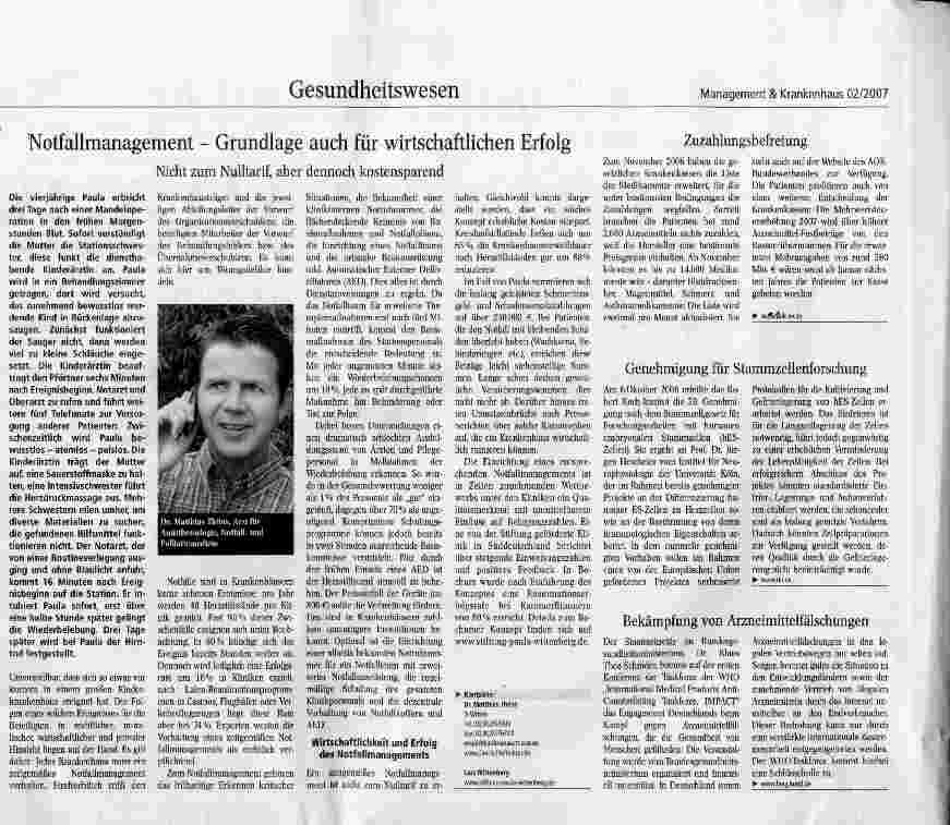 Vorschauseite 1: Notfallmanagement - Grundlage auch für wirtschaftlichen Erfolg - Nicht zum Nulltarif, aber dennoch kostensparend