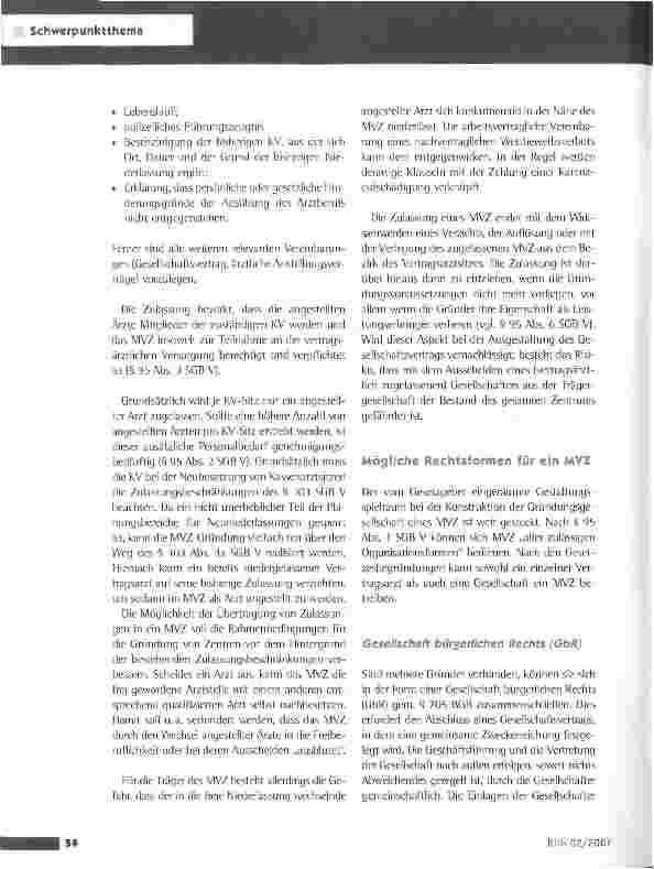 Vorschauseite 3: Die Versorgungslandschaft ändertsich - Rechtliche Rahmenbedingungen für MVZ