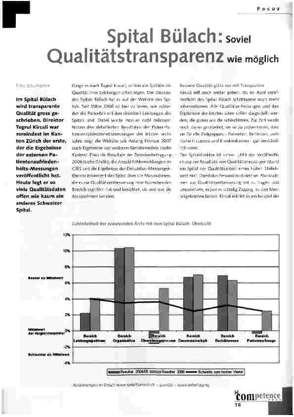 Vorschauseite 1: Spital Bülach:soviel Qualitätstransparenz wie möglich