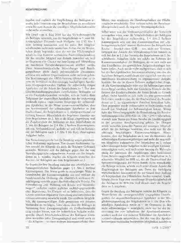 Vorschauseite 2: Mitgliedschaft einer Apothekerkammer in der ABDA ist zulässig