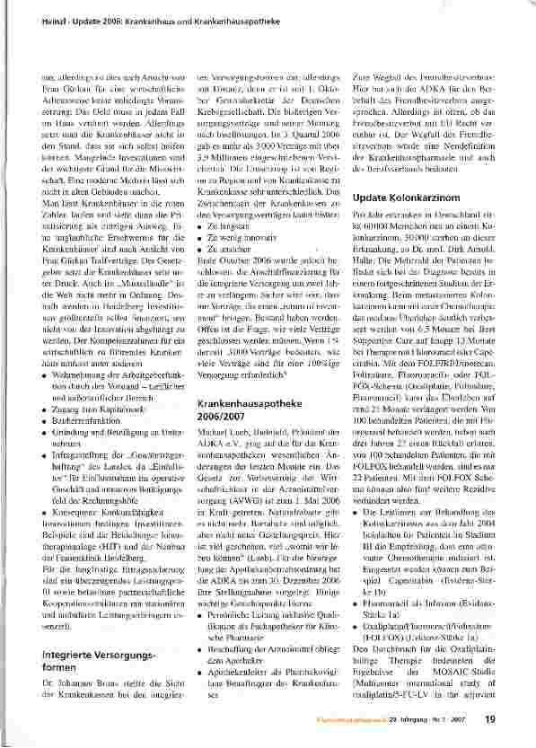 Vorschauseite 3: Krankenhaus und Krankenhausapotheke 2006 - ein Update