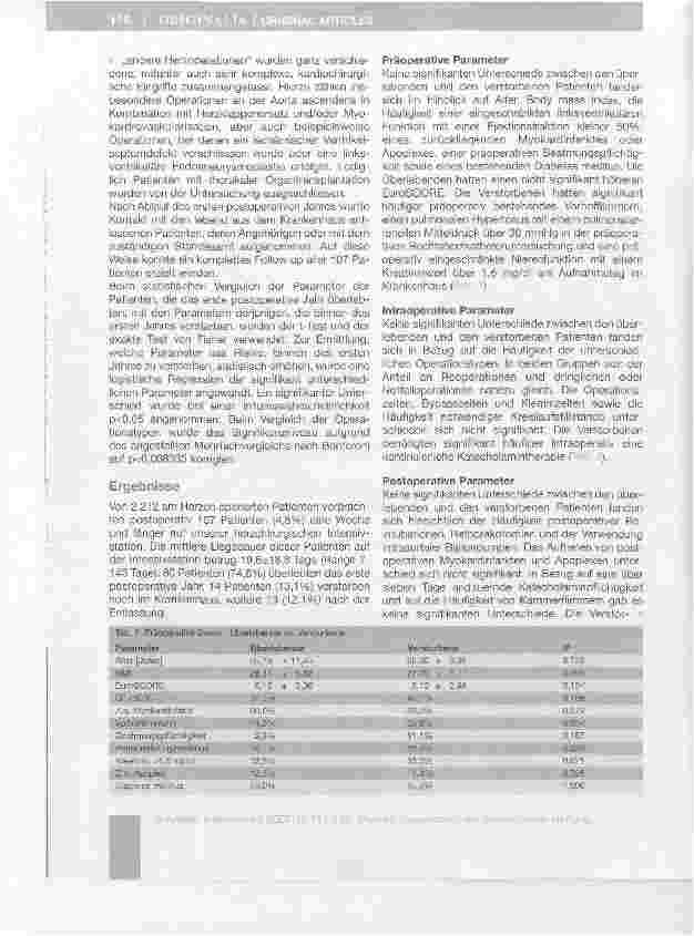 Vorschauseite 3: Einjahresüberlebensrate von Patienten mit einem verlängerten Intensivaufenthalt nach herzchirurgischen Eingriffen -Prädiktoren für eine schlechte Prognose*