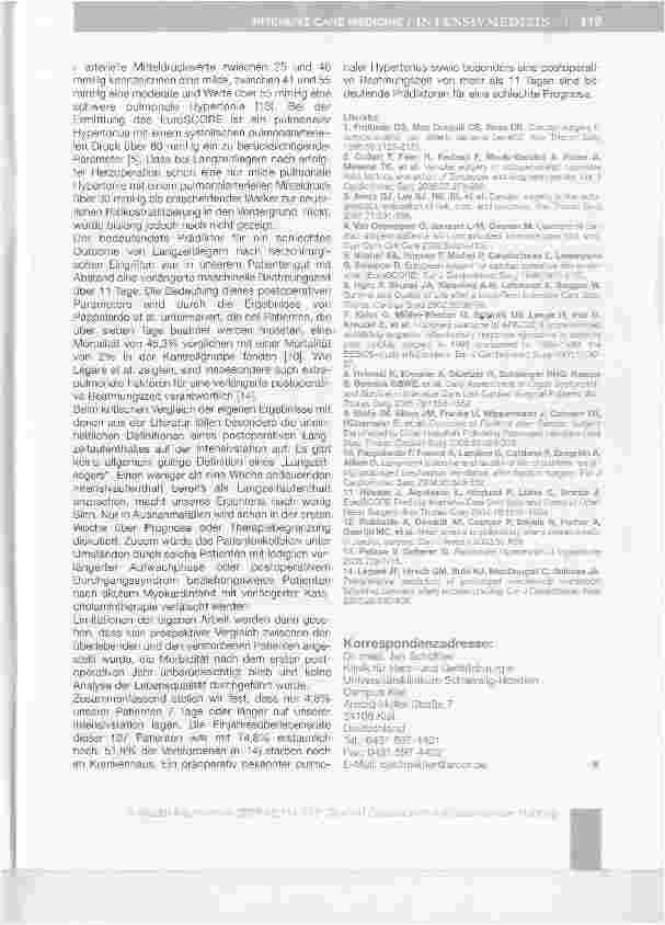 Vorschauseite 6: Einjahresüberlebensrate von Patienten mit einem verlängerten Intensivaufenthalt nach herzchirurgischen Eingriffen -Prädiktoren für eine schlechte Prognose*