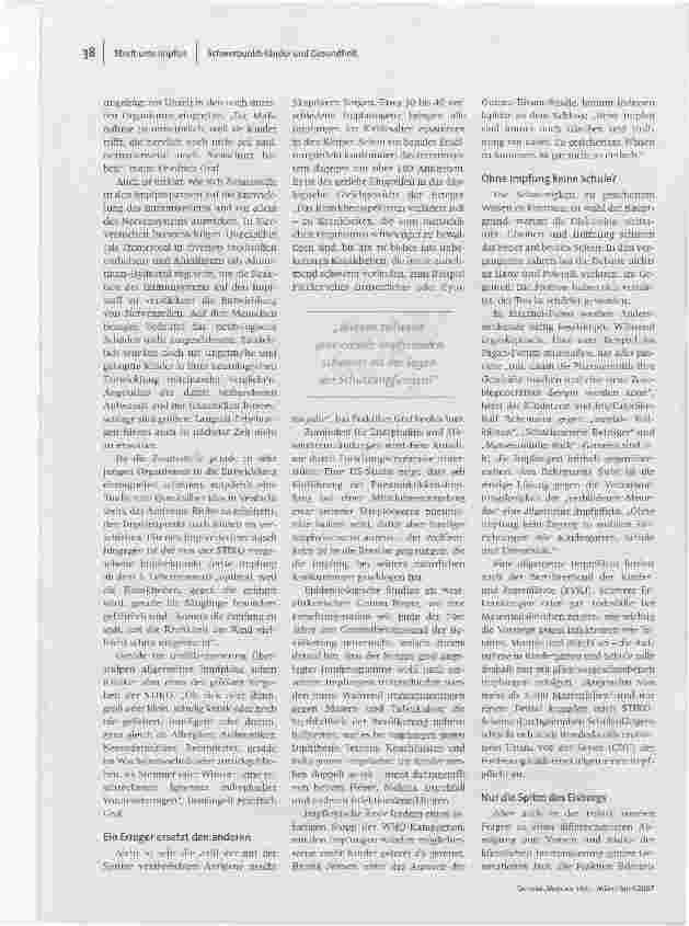 Vorschauseite 3: Kleiner Pieks - großer StreitDie Diskussion um Nutzen und Risiko von Impfungen