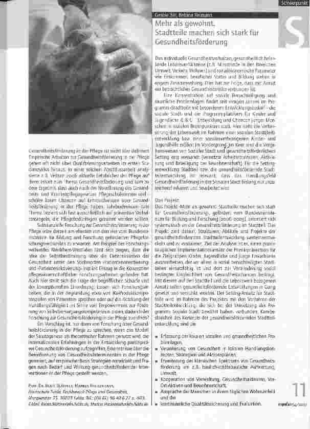 Vorschauseite 2: Forschungslücke: Gesundheitsförderung in der Pflege