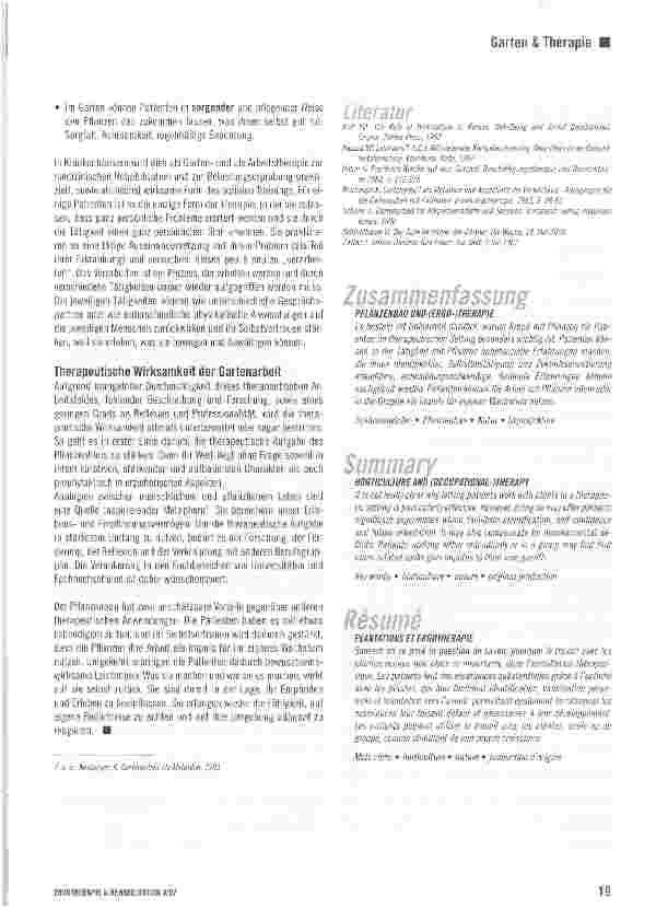 Vorschauseite 3: Pflanzenbau und (Ergo-)therapie